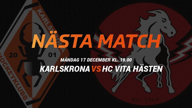 Karlskrona HK: Hemmamatch den 17 december mellan Karlskrona HK och HC Vita Hästen